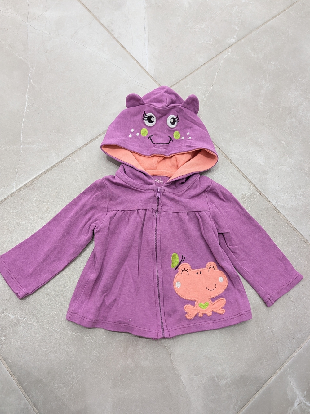 4/$20 Pekkle Cotton Purple Frog Zip-Up Hoodie – 6M